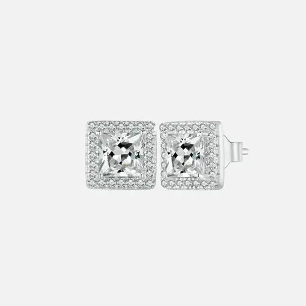 Iced Square Stud Earrings - S925