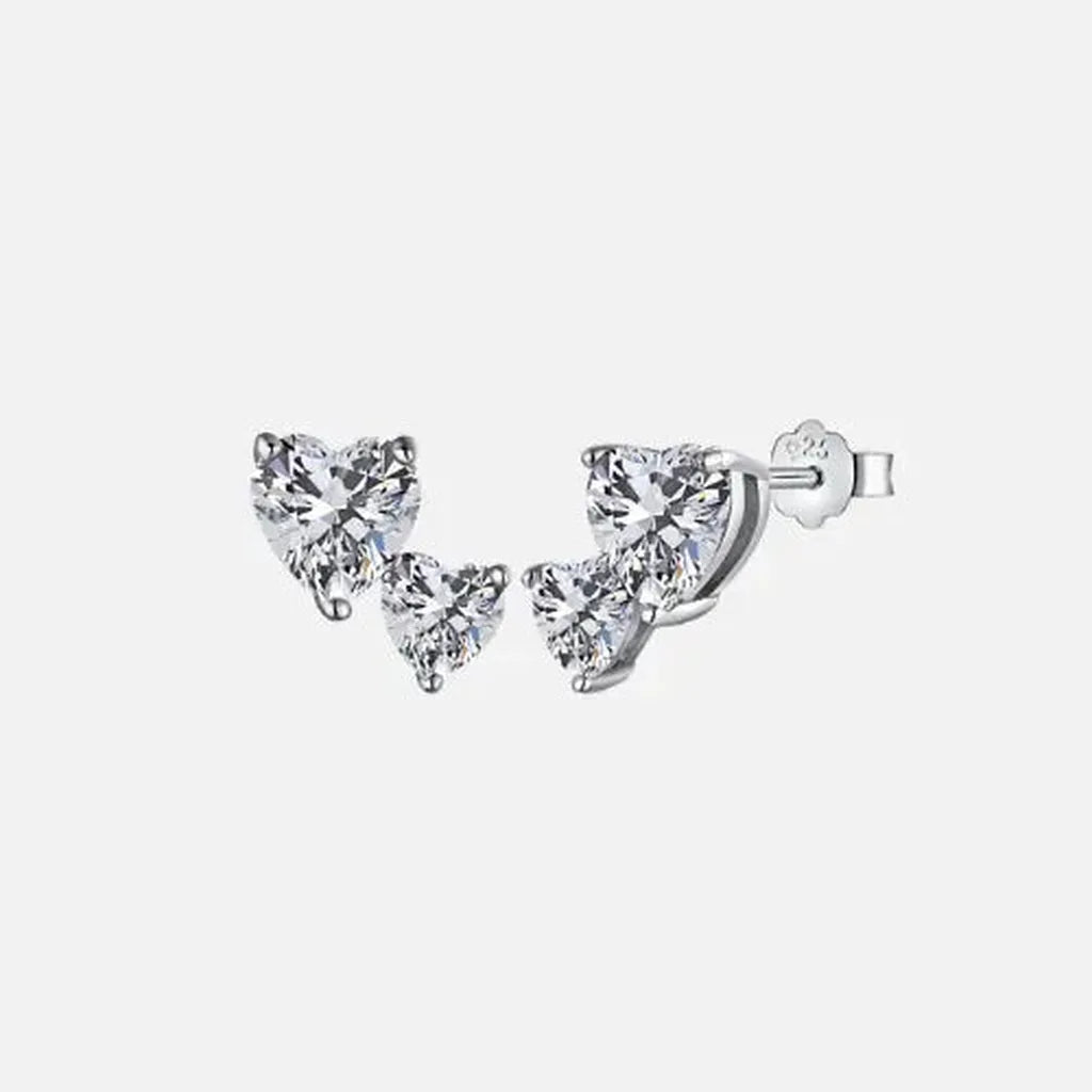 Iced Double Hearts Earrings - S925